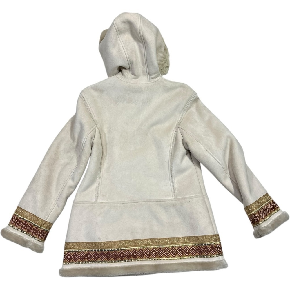 1 Madison Faux Suede Penny Lane Embroidered Hoodie Jacket Coat Fox Tail Fur M - Picture 3 of 13